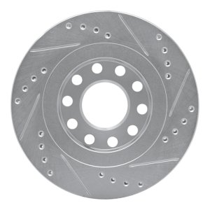 Audi Allroad Brake Rotor (1) - Rear Left - R1 Concepts - Drilled & Slotted - Silver - `04-`05